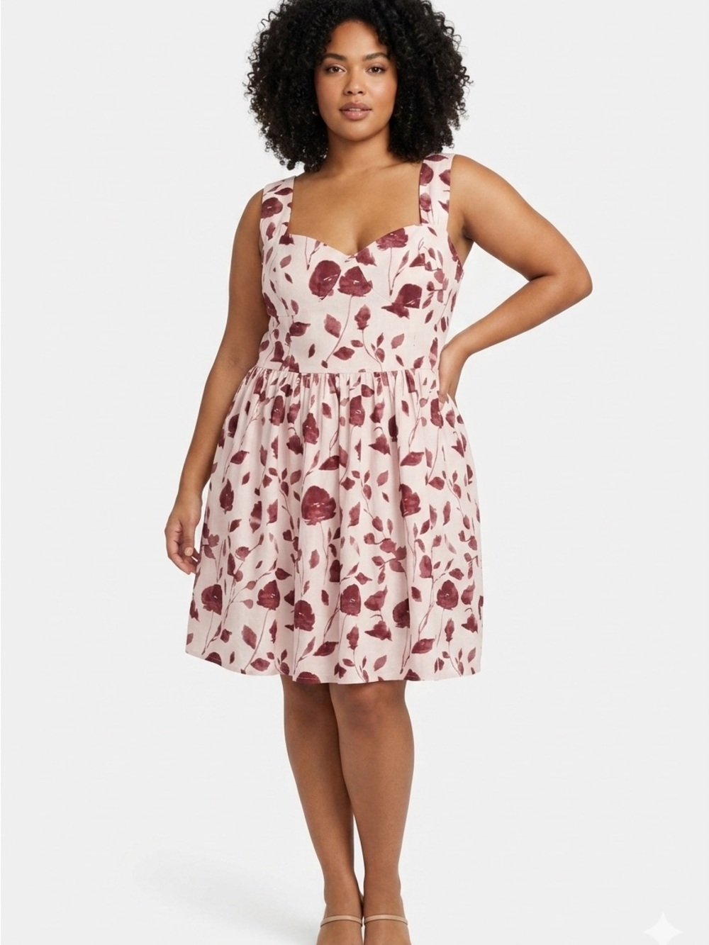 NEW Dynamite Blush Floral Sweetheart Midi Dress NWT